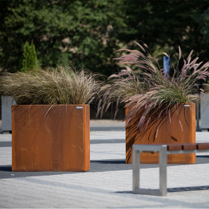 Jardinera Cuadrada de Acero Oxidado Personalizable para Uso en Interiores/Exteriores, Estilo Americano, para Arquitectura Paisajística - Product Image 3