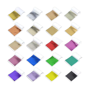 100 vellen per verpakking, 8 x 8,5 cm, imitatie gekleurd bladgoud voor kunst, vergulden, knutselen, decoratie, kleurrijk metaalbladgoud - Product Image 3