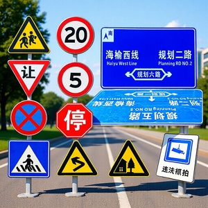 Panneaux de signalisation routière réfléchissants Lu Feng, ronds et triangulaires, personnalisables, de qualité professionnelle, pour usage routier national et provincial - Product Image 1