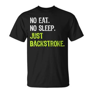 No Eat Sleep Just Backstroke Swimming T-Shirt noir pour hommes, grande taille, coupe régulière, en coton, séchage rapide, toutes saisons, vêtements de piscine décontractés - Product Image 1