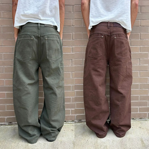 <span class=keywords><strong>Jeans</strong></span> da Lavoro Casual in Tela Duck Personalizzati, Pantaloni Baggy Oversize Streetwear in Denim Grezzo Selvedge per <span class=keywords><strong>Uomo</strong></span> - Product Image 4