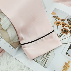 Conjuntos de pijamas de seda de lujo para mujer con logotipo personalizado 100%, conjunto de pijama de seda de calidad ecológica de 2 piezas para mujer - Product Image 6