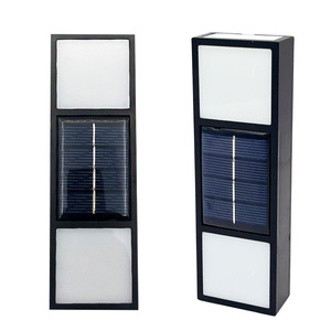 Lámpara de pared con energía solar de 6 LED, emisión superior e inferior, iluminación decorativa para patio exterior, material plástico - Product Image 2