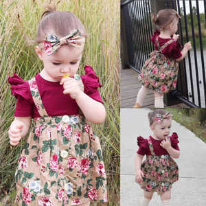 Robes d'été pour enfants, vêtements pour enfants, ensembles de robes et barboteuses en coton à fleurs pour bébés filles, fabriqués en Chine - Product Image 3