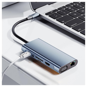 Custom <b>USB</b> 3.0 Type-<b>C</b> to Ethernet & for 2.0 Adapter 4K <b>Docking</b> <b>Station</b> 5Gbps PD Charging 10-Port Aluminum Alloy in Stock - Product Image 4