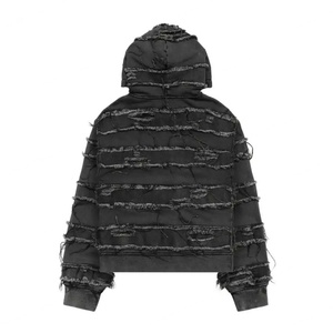 Vente en gros de sweats à capuche de luxe de haute qualité, fabriqués sur mesure, avec fermeture éclair, effet délavé vintage - Product Image 2