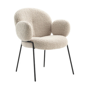 Mobili poltrona Art déco stile Designer tessuto lattiginoso tappezzeria sedie da pranzo con gambe in metallo - Product Image 1