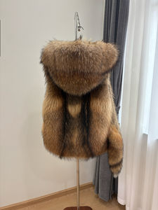 特注女性用リアルラクーン毛皮コートベストふわふわジッパーアウターウェア動物用毛皮ベスト - Product Image 4