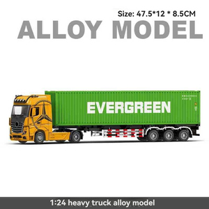 Modèles de voitures et camions miniatures 1:24 en alliage, avec son et lumière, camion porte-conteneurs à rétrofriction, tracteur, remorque, jouets en métal - Product Image 5