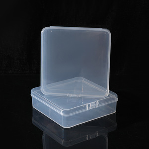Boîte de rangement carrée transparente en plastique 10x10x2,8 cm avec couvercle à clipser en PP, conteneur transparent pour bijoux et organisation de petits objets - Product Image 1