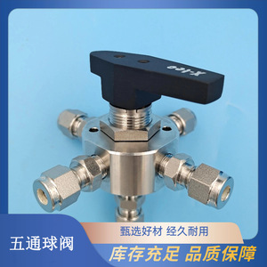 วาล์วบอลสแตนเลส X-tec 316 แบบห้าทาง ขนาด 3 มม. พร้อมข้อต่อแบบกด สำหรับควบคุมการไหลของแก๊สในห้องปฏิบัติการ - Product Image 5