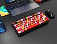 Vente flash Clavier sans fil BT 77 touches Design rétro de machine à écrire Clavier de jeu miniature rond et souris pour Win IOS Android