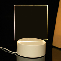 Lampe de table LED USB avec base en bois 7 couleurs, tableau de messages en acrylique réinscriptible avec stylo, veilleuse décorative de chevet