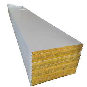 Panneau sandwich en laine de roche pour mur <span class=keywords><strong>isolant</strong></span> de construction de maison préfabriquée avec mousse EPS PU-Matériau de construction à noyau métallique - Product Image 4