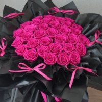Groothandel Heet Roze Grote Ge conserveerde Rozenboeket Aangepaste Logo Langdurige Eeuwige Bloem Romantisch Valentijnscadeau voor Bruiloft