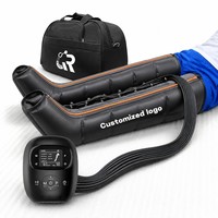 Bottes de massage à compression d'air à 5 chambres pour la récupération, sans fil, 3500 mAh, 6 modes, 8 niveaux, écran LCD, enveloppement complet des jambes