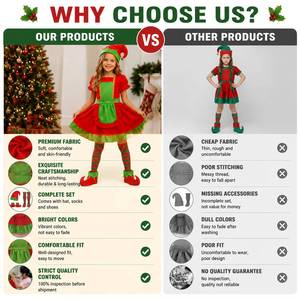 Disfraz de elfo para niñas, regalo de Navidad para niños, traje festivo - Product Image 4