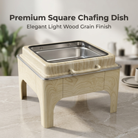 Chauffe-Plat Électrique Effet Bois en Acier Inoxydable Résistant à la Chaleur pour Buffets, Traiteur, Mariages, Fêtes et Événements