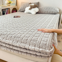 Housse de matelas en polaire laiteuse chaude, drap-housse jacquard épaissi, literie anti-boulochage, poches profondes élastiques, polyester pour hôtel et maison