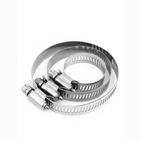 Collier de serrage à vis sans fin réglable en acier inoxydable 304 de type américain, surface lisse, pour applications automobiles, plomberie et industrielles