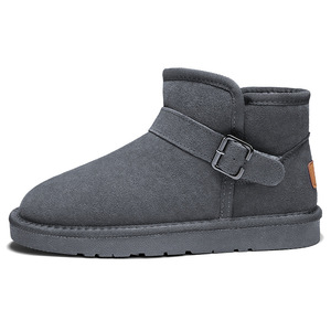 Snow Boots Men Ankle <b>Bootie</b> Round Toe Faux Suede Plush Lining Rubber Outsole Warm Anti Slip Winter Outdoor Casual Shoes - Product Image 5