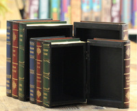 Caja de Joyería de Madera Personalizada con Diseño de Libro Simulado, Adorno Decorativo de Oficina Estilo Retro Europeo