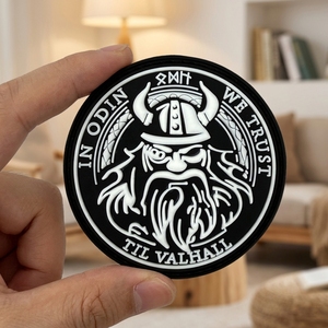 Parche Redondo de PVC Suave con Relieve 3D, Figura de Guerrero <span class=keywords><strong>Vikingo</strong></span>, Insignia con Gancho y Bucle, Aplique de Mitología Nórdica para Chaqueta, Mochila, Sombrero - Product Image 1