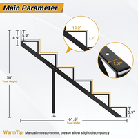 JH-Mech Lot de 2 marches d'escalier à 6 niveaux pour terrasse de 50 pouces de hauteur avec pieds de support réglables, en acier métallique de qualité supérieure