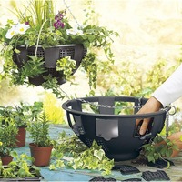 Pots de fleurs suspendus modernes multifonctionnels écologiques durables pour intérieur/extérieur, en plastique avec motif de filet carré et chaîne en fer