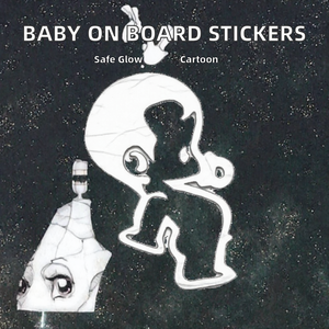 Autocollant réfléchissant pour voiture « Bébé à bord », badge de véhicule de dessin animé, décalcomanie auto en PET pour voiture familiale - Product Image 2