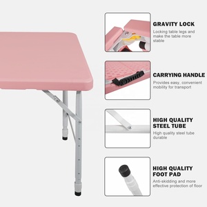 Mesas Plegables <span class=keywords><strong>de</strong></span> Plástico Resistente <span class=keywords><strong>de</strong></span> Color Rosa para Exteriores, <span class=keywords><strong>de</strong></span> 8 Pies <span class=keywords><strong>de</strong></span> Largo, para Eventos y Picnics, Mesas Plegables <span class=keywords><strong>de</strong></span> Plástico <span class=keywords><strong>de</strong></span> 4 Pies <span class=keywords><strong>de</strong></span> Largo para Eventos y Picnics - Product Image 5
