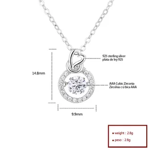 Модные регулируемые объемные большие шармы 3А Цирконий 925 стерлингового серебра круглое ожерелье кулон женские ювелирные изделия оптом