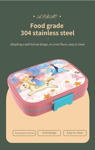 Récipient <span class=keywords><strong>de</strong></span> stockage pour enfants en gros Boîte pour bébé personnalisée Contenants alimentaires à bento Boîte à lunch en métal Boîte à lunch en acier inoxydable 304 Sans BPA - Product Image 2