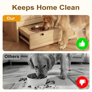 Support de nourriture en bois pour animaux de compagnie, station de nourriture surélevée pour chien, station de nourriture pour animaux de compagnie, armoire de rangement pour chien et chat - Product Image 3