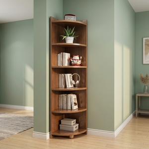 Modern Wood <b>Corner</b> Bookshelf 5-Tier With Back Panel Space Saving <b>Storage</b> <b>Unit</b> For Bedroom Home Furniture - Product Image 4