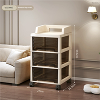 Chariot de rangement à 4 niveaux avec tiroirs amovibles, étagères de rangement, chariot organisateur, meuble de rangement en plastique avec roulettes