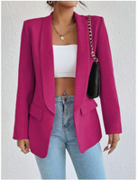 Blazer Wanita Bergaya Lengan Panjang Kerah Syal (Stok Ekspor, Ukuran XS-XL, Model B6027L) Mantel Musim Semi Gugur