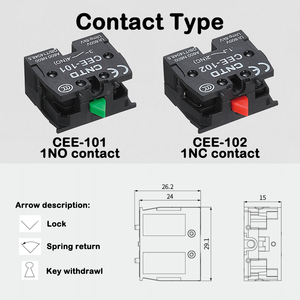 CNTD CXA2-ER42 60 Interruptor de botón de hongo con auto-reinicio, Parada de <span class=keywords><strong>emergencia</strong></span>, 10A, 22mm, Interruptor de botón pulsador momentáneo, Interruptor impermeable IP65 - Product Image 5