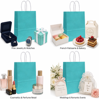 Sacs cadeaux en papier kraft bleu sarcelle avec poignées torsadées, écologiques, résistants, pour le commerce de détail, vente en gros