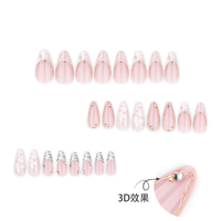 24 faux ongles 3D en forme d'amande 4354, en acrylique à presser, personnalisables, couleur bonbon, pour rendez-vous et soirées