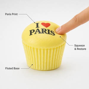 Jouet Squishy à Remontée Lente, Motif Cupcake Parisien, Imprimé Lettres <span class=keywords><strong>Paris</strong></span>, Cœur à Presser, Anti-Stress, Cadeau Nouveauté - Product Image 3