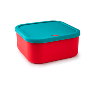 Simple solid color single compartment silicone lunch <b>box</b> <b>set</b>, suitable for students' lunch <b>boxes</b> with lids and no overflow - Product Image 5