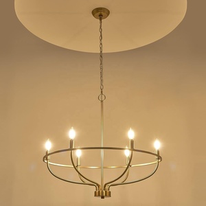 Mamikulu Modern Minimalist Gold Candle Chandeliers, Dining Room Lighting Hanging Metal Hanging Lamp -6 <strong>Lights</strong> - Product Image 5