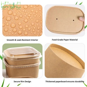 Bol à salade jetable en papier biodégradable de haute qualité avec couvercle - Product Image 3