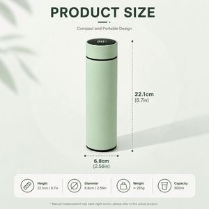 Custom 17oz 500ml <b>Rubber</b> Paint <b>Matte</b> Travel Stainless Steel Thermal Smart Insulated Infuser Temperature Display Water Bottle - Product Image 4