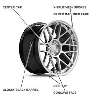 Jantes forgées monobloc en aluminium 6061-T6, personnalisées, multi-rayons, concaves, polies argentées, PCD 5x114.3/120/112/108 pour voiture 5 places
