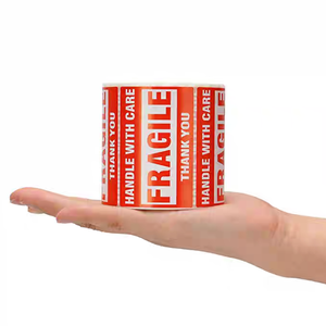 Fábrica al por mayor de plástico térmico etiquetas de envío pegatina <span class=keywords><strong>3x2</strong></span> pulgadas rojo frágil personalizado UV para supermercado almohada código de barras - Product Image 3