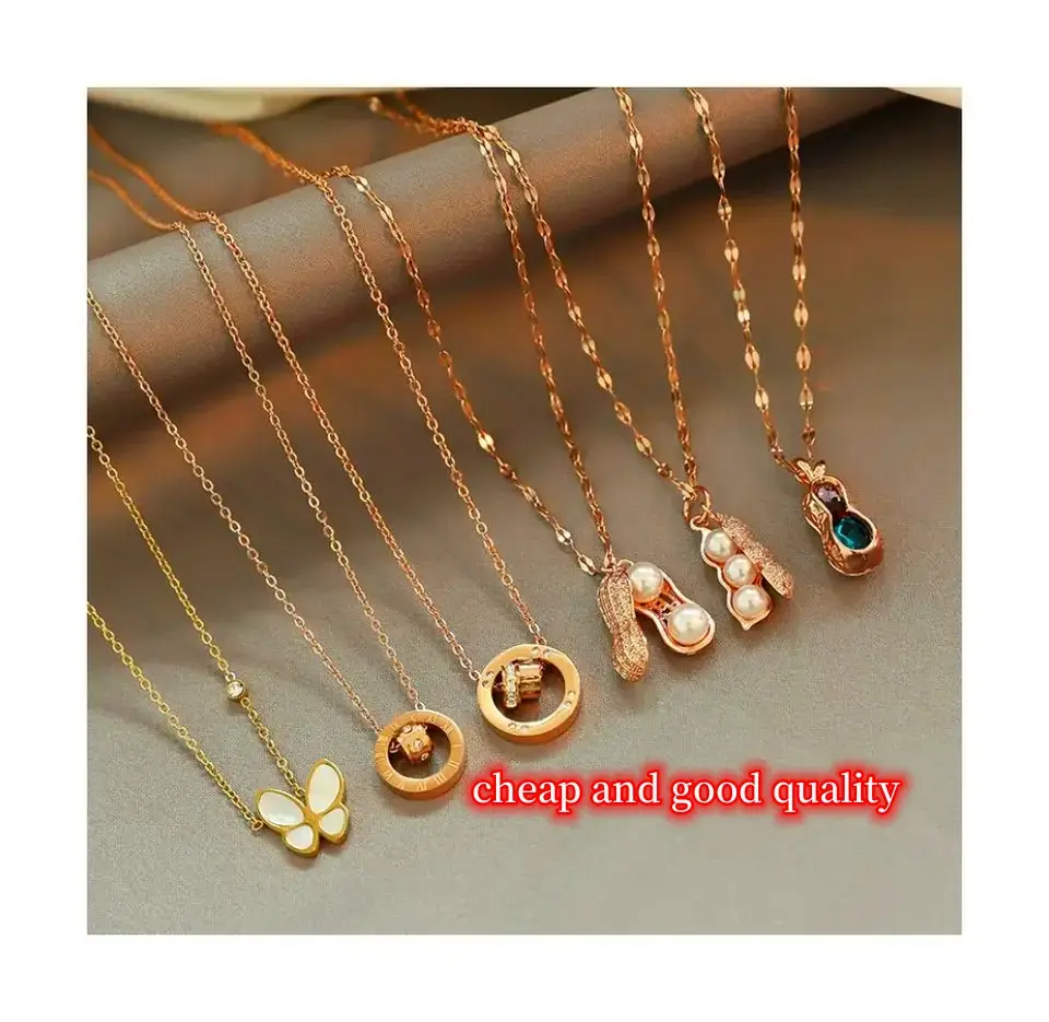 Waterproof Roman Personality Fashion jewelry Small Waist Gold Plated Pendant Titanium Steel Clavicle Chain Necklace For Women