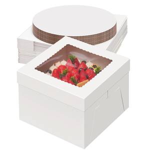 Caja de Pastel Personalizada Clásica <span class=keywords><strong>para</strong></span> Regalo de Cumpleaños, Caja de Pastel Biodegradable de Cartón Blanco con Asa y Ventana Transparente de 8/10 Pulgadas - Product Image 3