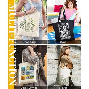 Sac fourre-tout promotionnel personnalisé en toile de coton naturelle durable avec logo et motif lettres, fermeture épaule - Product Image 4